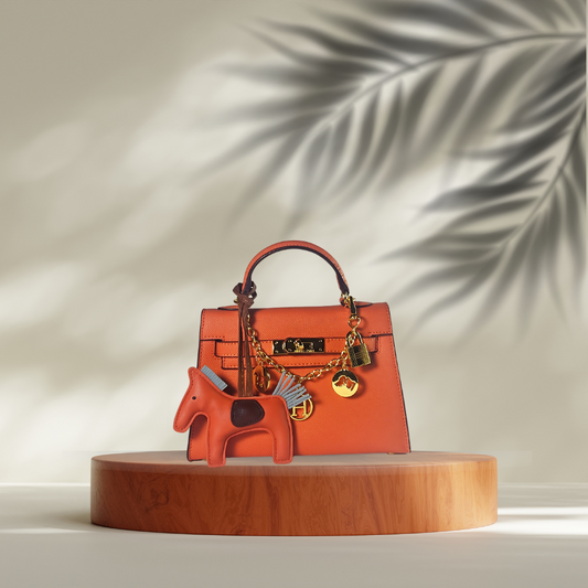 Premium orange Kelly Bag Inspired by – Herme'swith Horse Charm