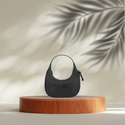 Premium Black Coach-Inspired Hobo Bag