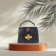 Premium Black Dionysus-Inspired Bag with Bee Clasp
