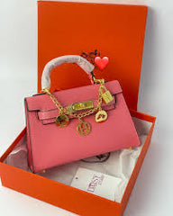 Premium Pink Kelly Bag Inspired– Hermes with Horse Charm