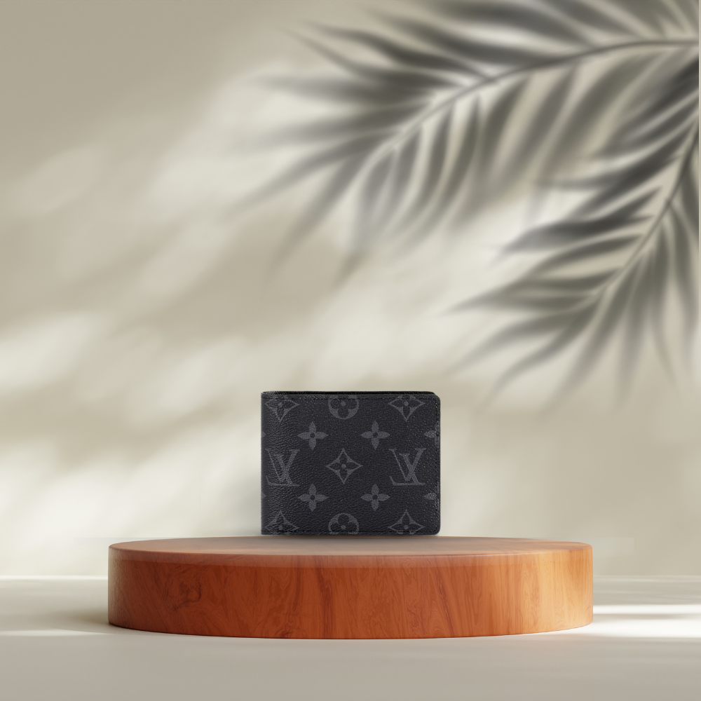Premium Black Louis Vuitton-Inspired Men’s Wallet